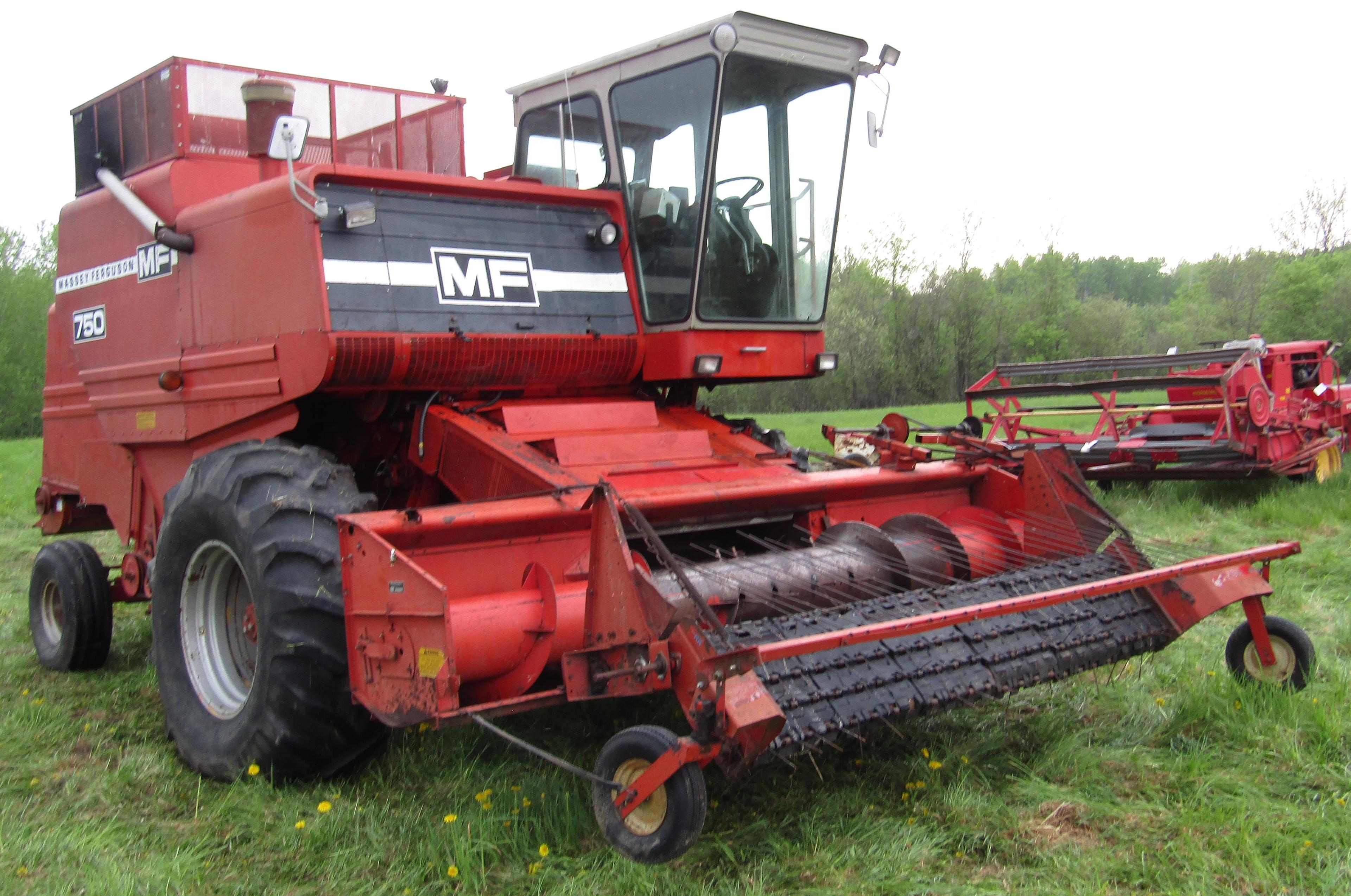 1933-C. Massey Ferguson Model 750 Diesel Combine, 6 Belt Pickup, Straw Chop