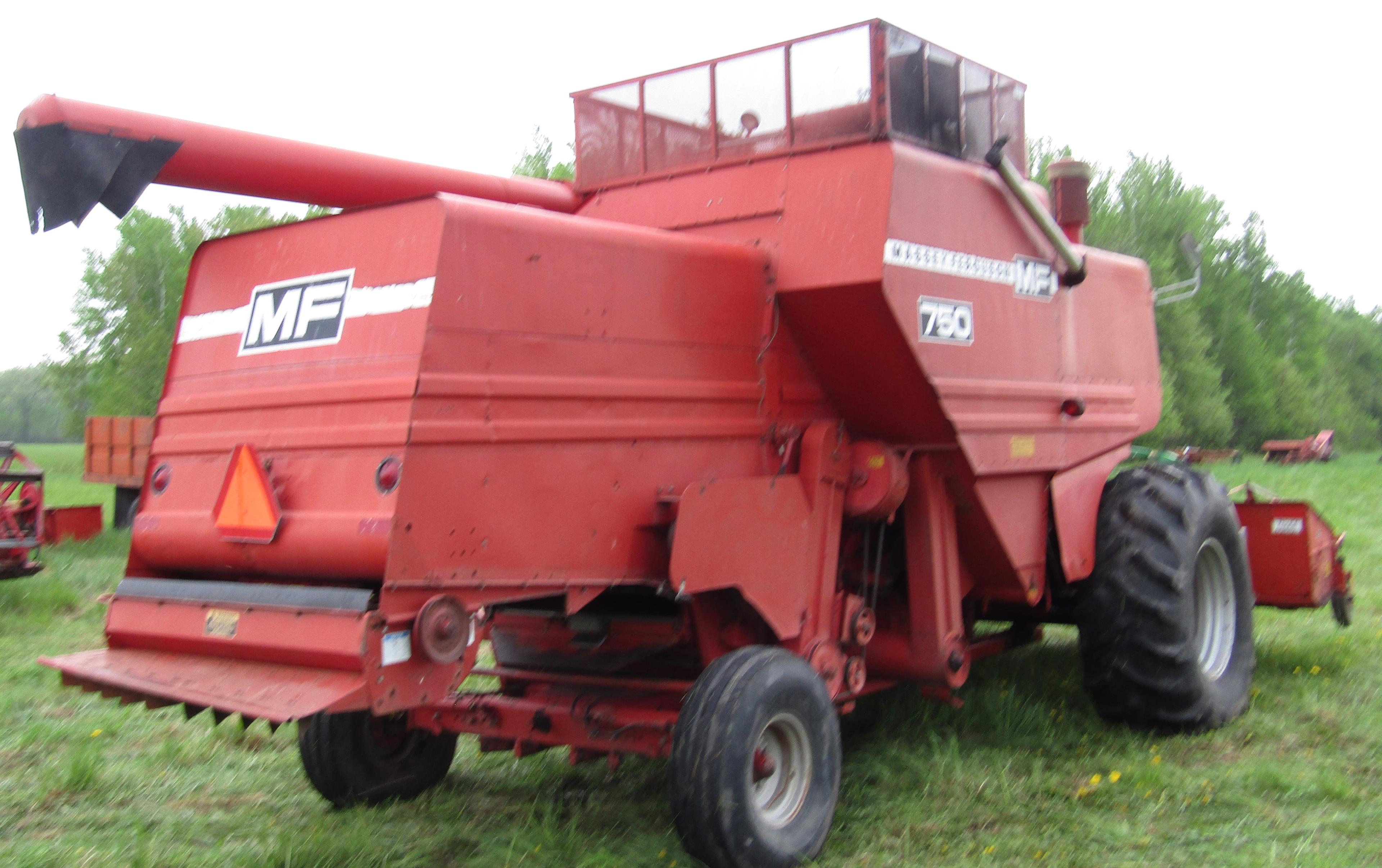 1933-C. Massey Ferguson Model 750 Diesel Combine, 6 Belt Pickup, Straw Chop