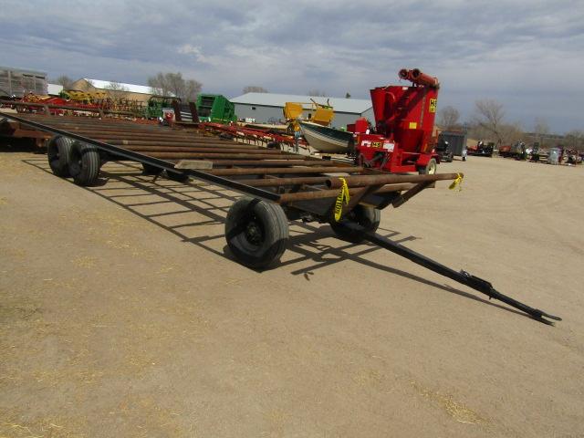 1600-A. 548-1446, NICE 10 FT X 24 FT. STEEL BALE RACK ON TANDEM AXLE WAGON,