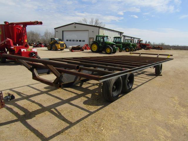 1600-A. 548-1446, NICE 10 FT X 24 FT. STEEL BALE RACK ON TANDEM AXLE WAGON,