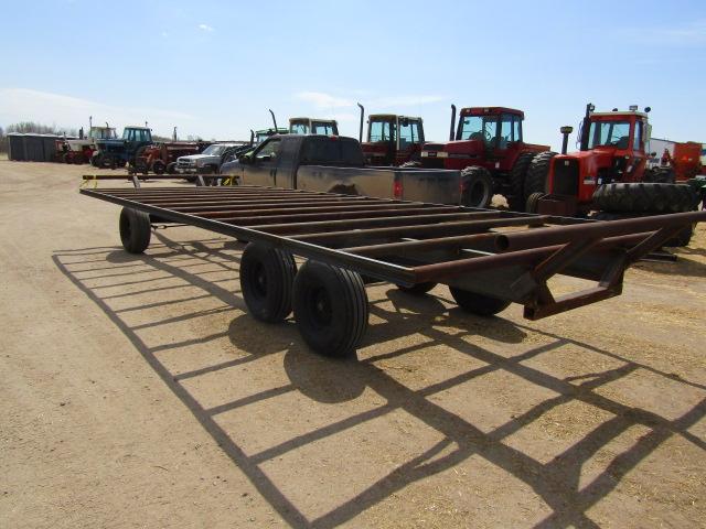 1600-A. 548-1446, NICE 10 FT X 24 FT. STEEL BALE RACK ON TANDEM AXLE WAGON,