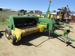 1680. 386-886, JOHN DEERE 337 SQUARE BALER WITH EJECTOR, TAX / SIGN ST3