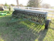 121. JOHN DEERE VAN BRUNT 12 FT. DOUBLE DISC GRAIN DRILL ON LOW RUBBER, GRA