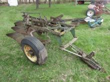 142. JOHN DEERE 55 ABH 3 X 16 INCH HYD. LIFT PLOW, COULTERS