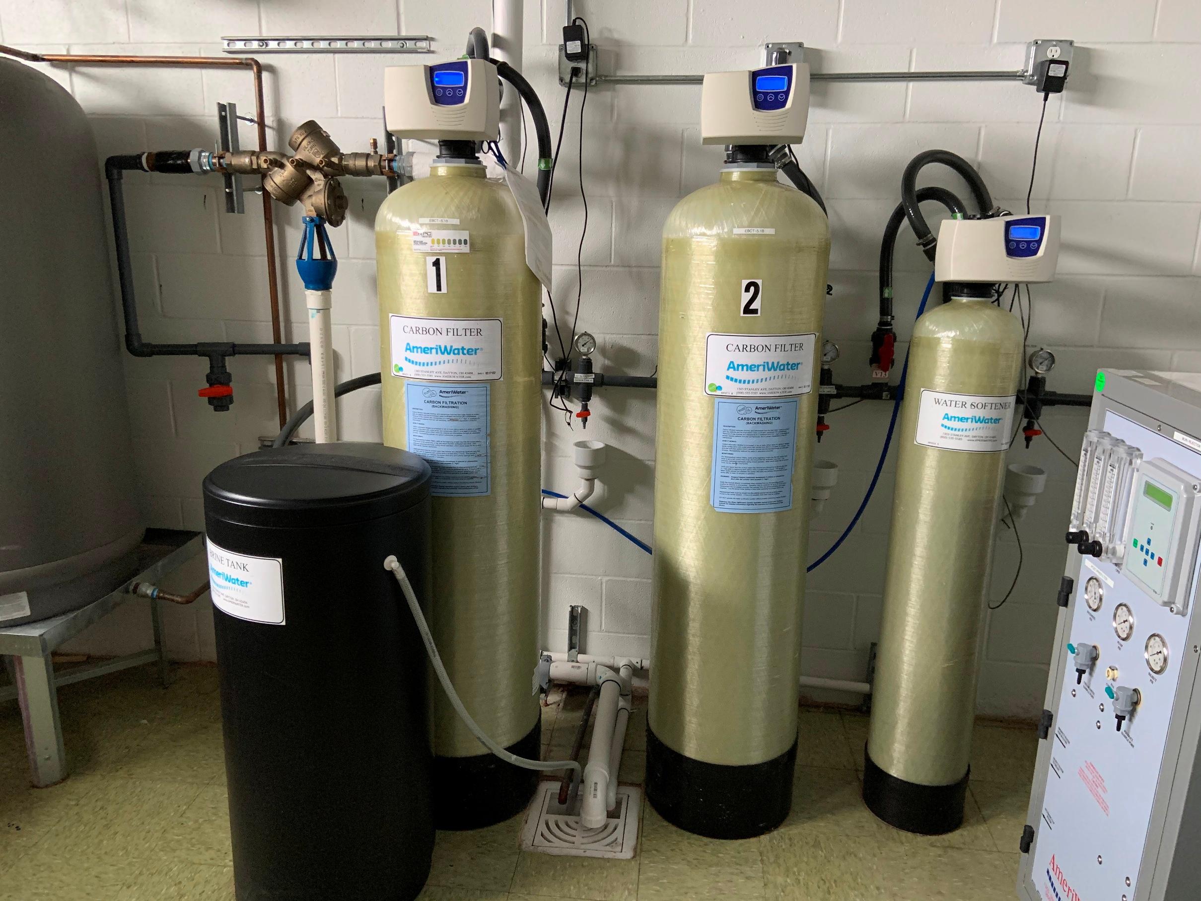 Water Treatment System for Dialysis, to include: (2) Carbon Filter Tanks, Brine Tank, Water Softener