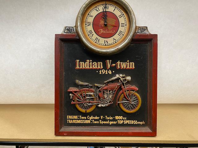 Indian Wall Clock 1914 Twin Bike