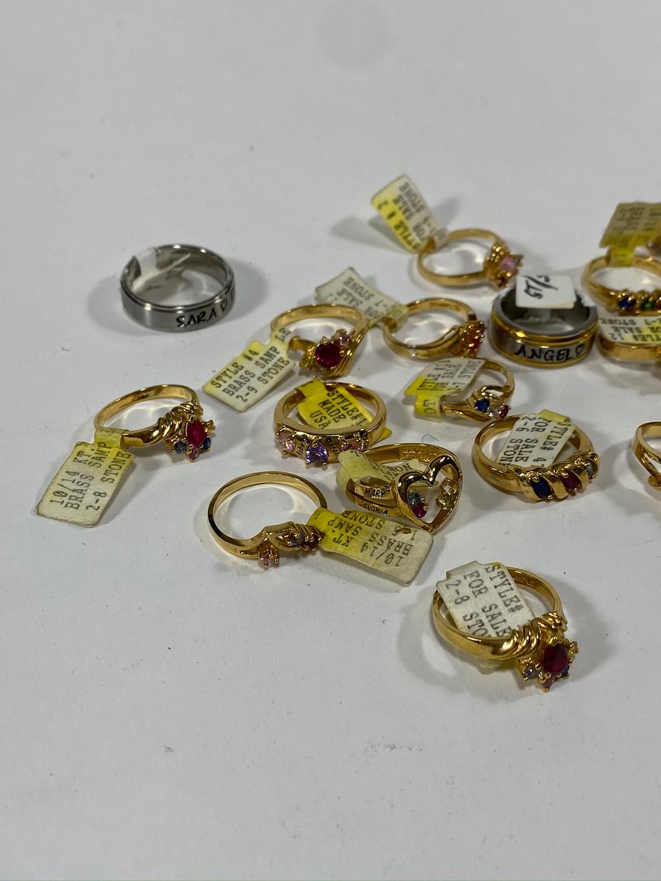 Lot of Sample Rings, sizes and material vary.