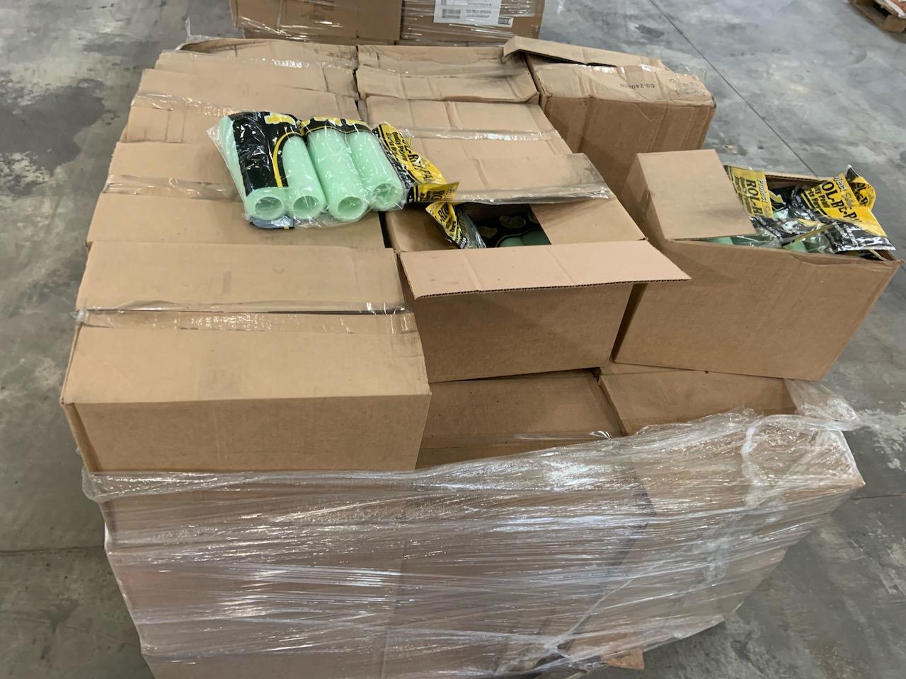 Pallet of paint rollers