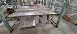1866037/ Lot of Stainless Tables: (1) 6' table and sik with disposal, (1) 6' Table,....