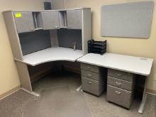 Office desk with extended table and storage