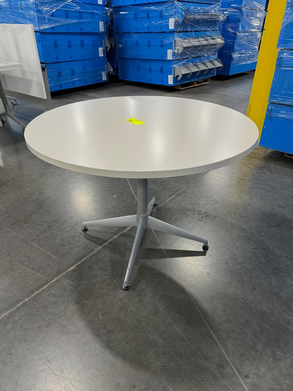 White Round Table w/Grey Base