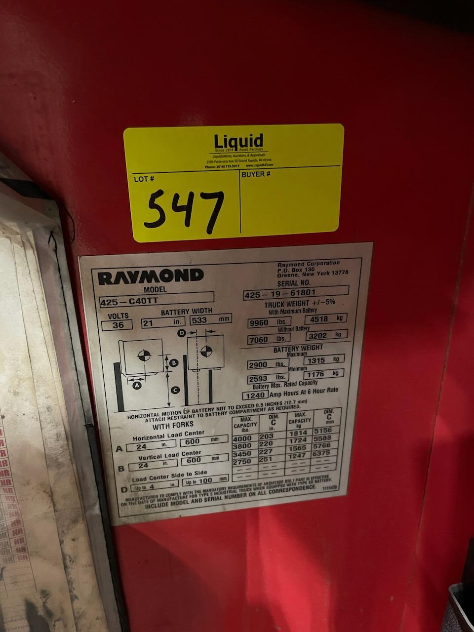 Raymond - Stand Up Forklift - Model 425-C40TT