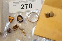 1 Lot of Lapel Pins, Gold Tooth, Sterling Money Clip