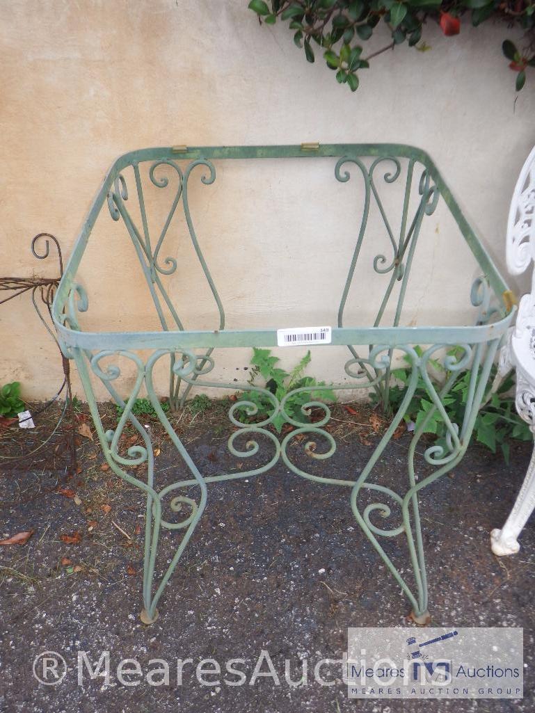 Wrought iron table with glass top