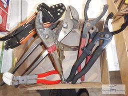 Box Lot of Pliers, Oil Filter Pliers