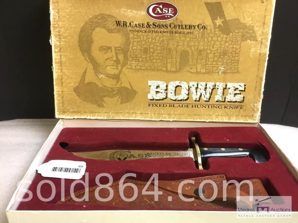 1980 W.R.CASE-BOWIE FIXED BLADE HUNTING KNIFE WITH SHEATH -TESTED XX USA