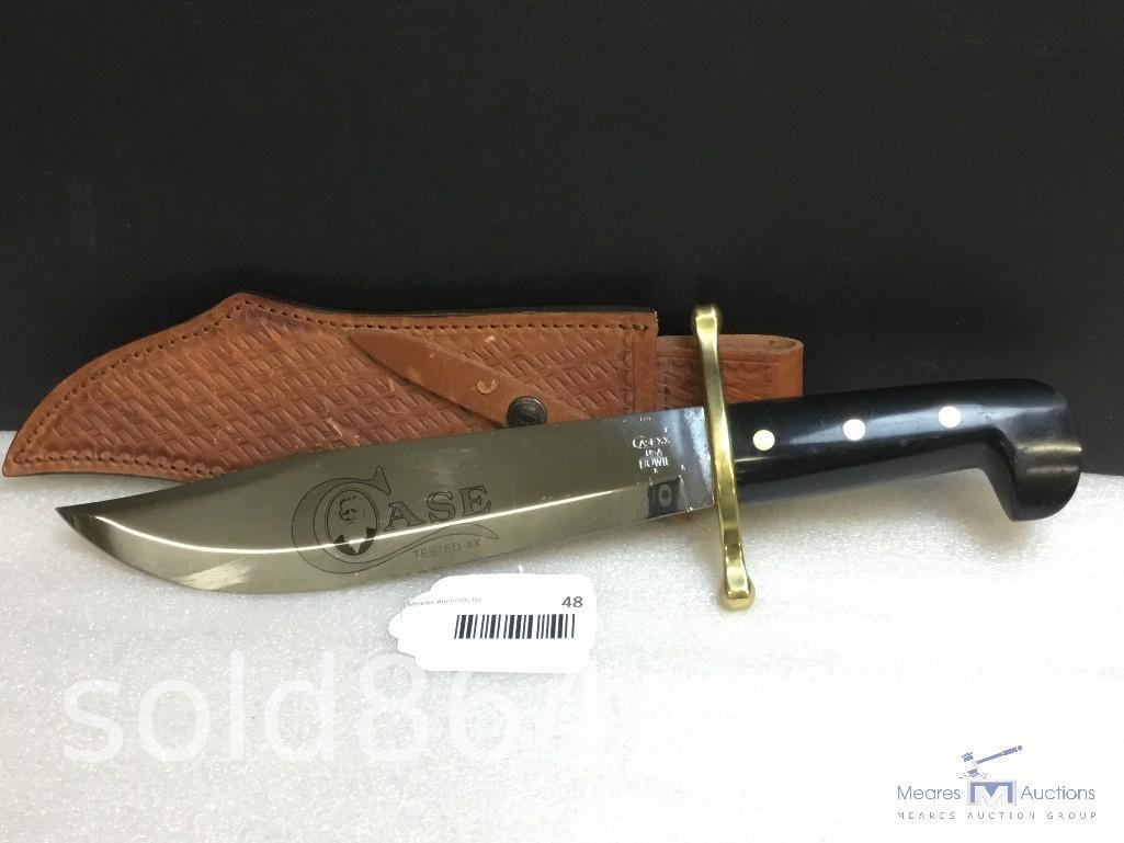 1980 W.R.CASE-BOWIE FIXED BLADE HUNTING KNIFE WITH SHEATH -TESTED XX USA