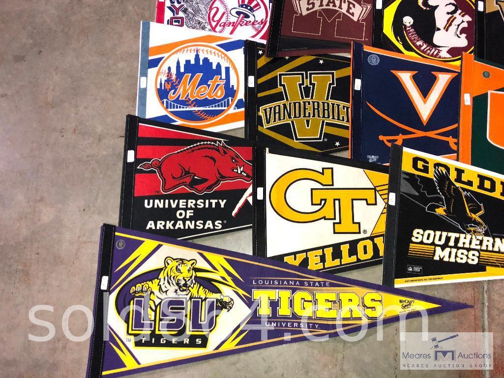 Large box of mixed college Pennants