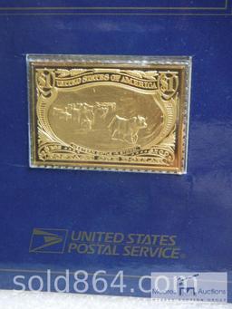 USPS - United We Stand - Western Cattle in Storm gold stamp and first day issue