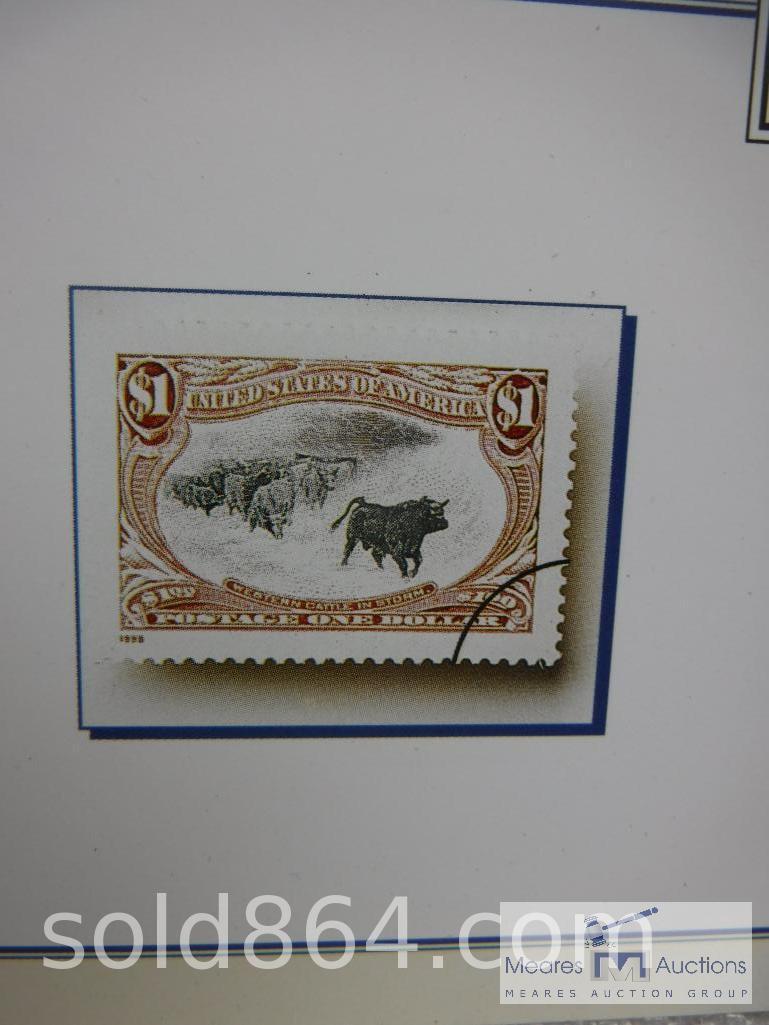 USPS - United We Stand - Western Cattle in Storm gold stamp and first day issue