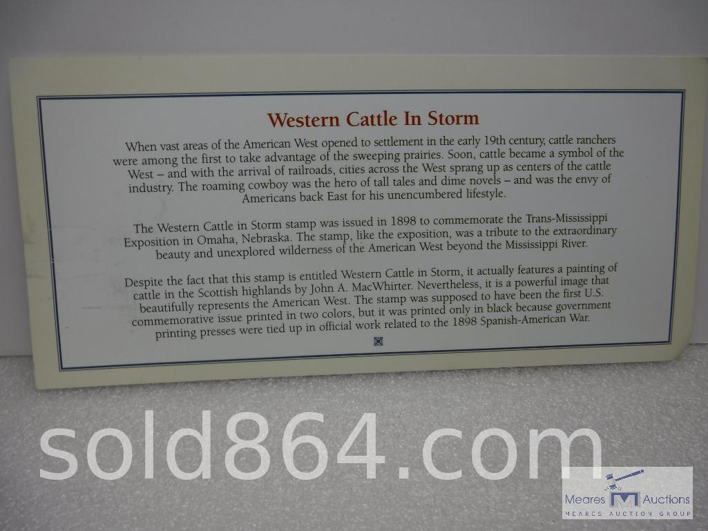 USPS - United We Stand - Western Cattle in Storm gold stamp and first day issue