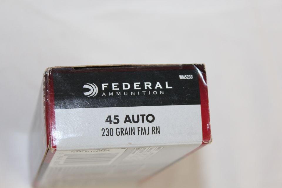 50 Rounds of Federal .45 Auto. 230 Gr. FMJ RN Ammo.