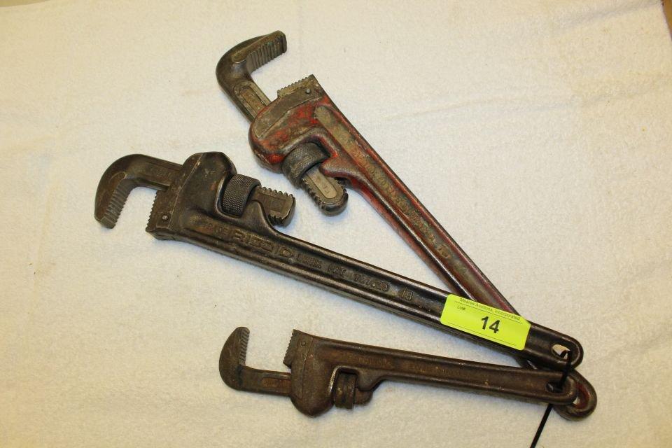 3 Ridgid Pipe Wrenches.