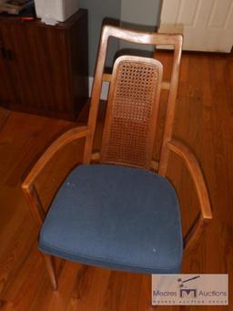 Dining table and six chairs - with table pads