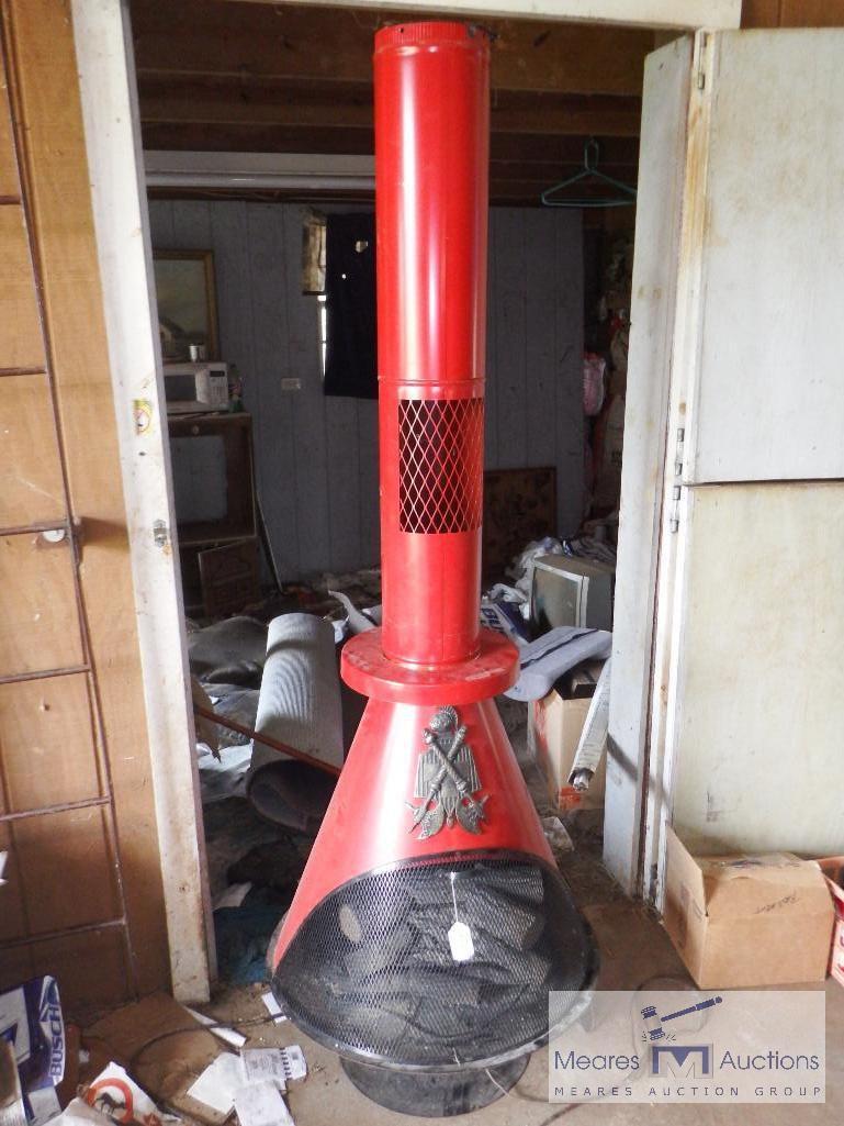 Tall electric heater with logs