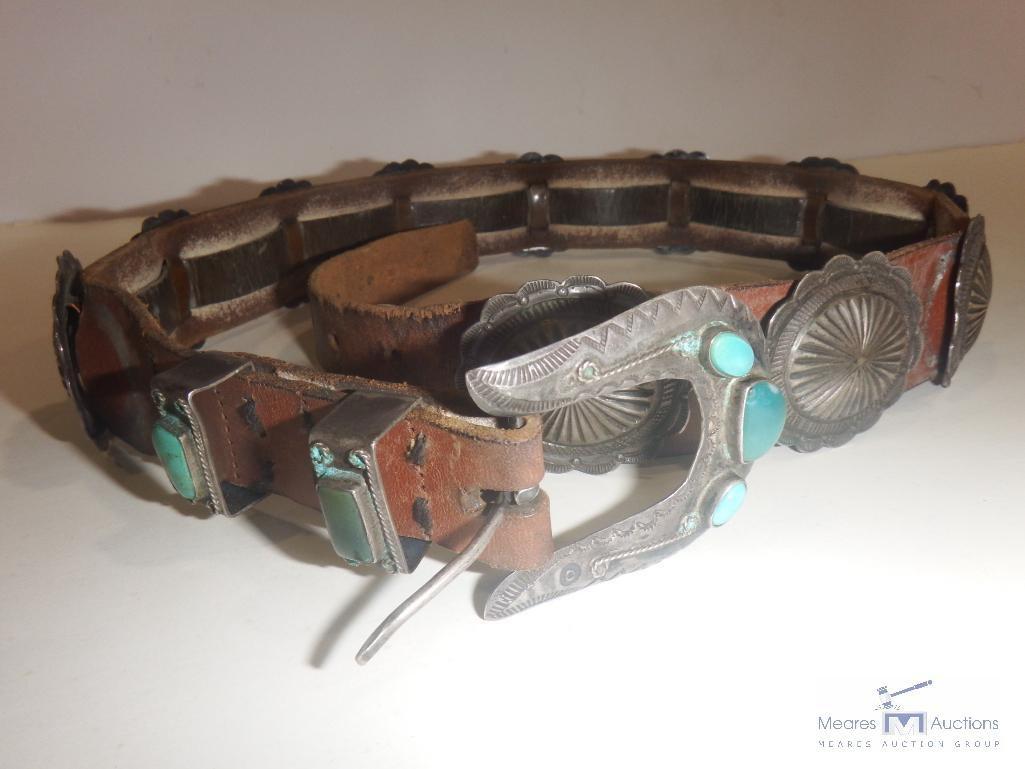 Vintage leather and turquoise belt