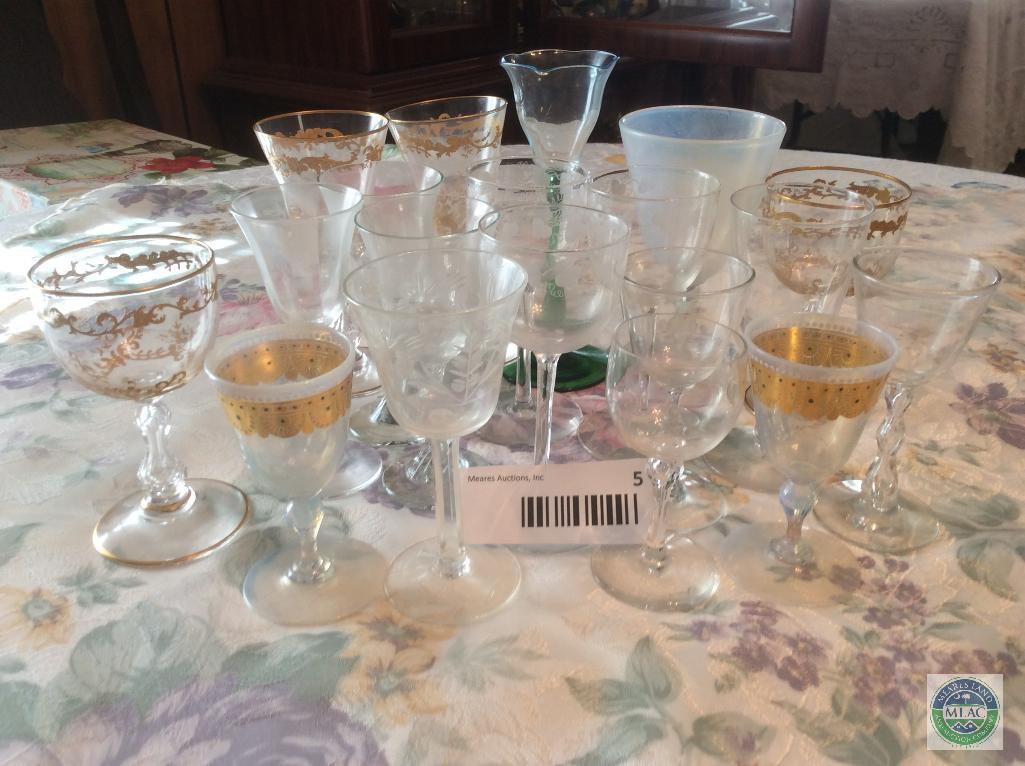 Lot of Cordials and Crystal Stems