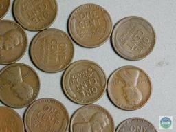 1926-D Lincoln wheat cents - one-half roll (25)