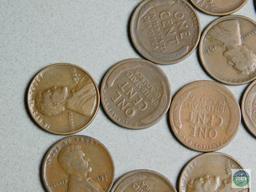 1926-D Lincoln wheat cents - one-half roll (25)