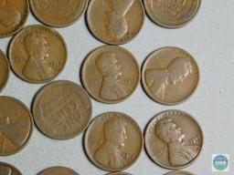 1917-D Lincoln wheat cents - one-half roll (25)