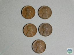 1933-D Lincoln wheat cents - lot of 5 - VG+ condition