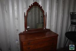 4-Drawer Antique Dresser with Mirror