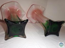 Two beautiful art glass tulip vases