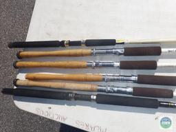 Lot of 6 heavy duty rods, including surf and stream rods