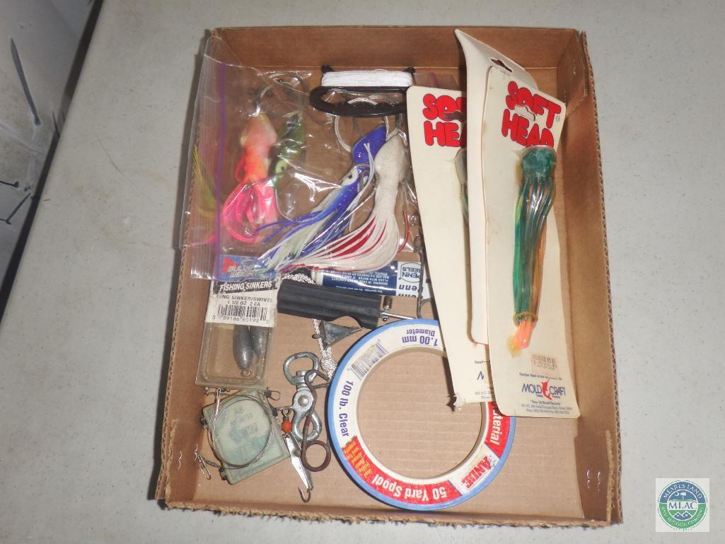 Assorted tackle, and spool of fishing line