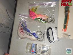 Assorted tackle, and spool of fishing line