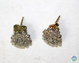 14k Gold Diamond Cluster Earrings (14k marked on post)