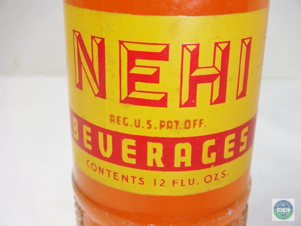 Nehi Orange Soda 12 oz Clear Ribbed Glass Full