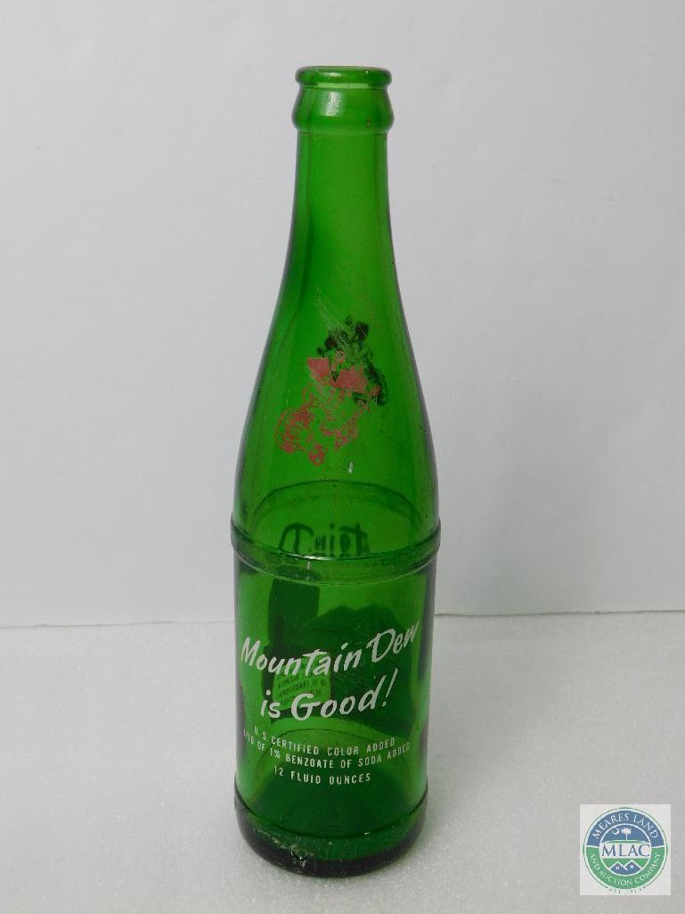 Lot of 3 Mountain Dew 10 & 12 oz Green Bottles Empty