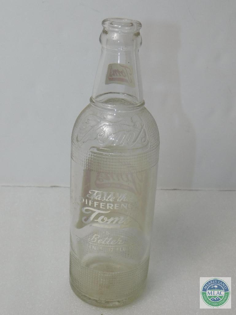 Tom's Soda Clear 12 oz. Glass Bottle Empty