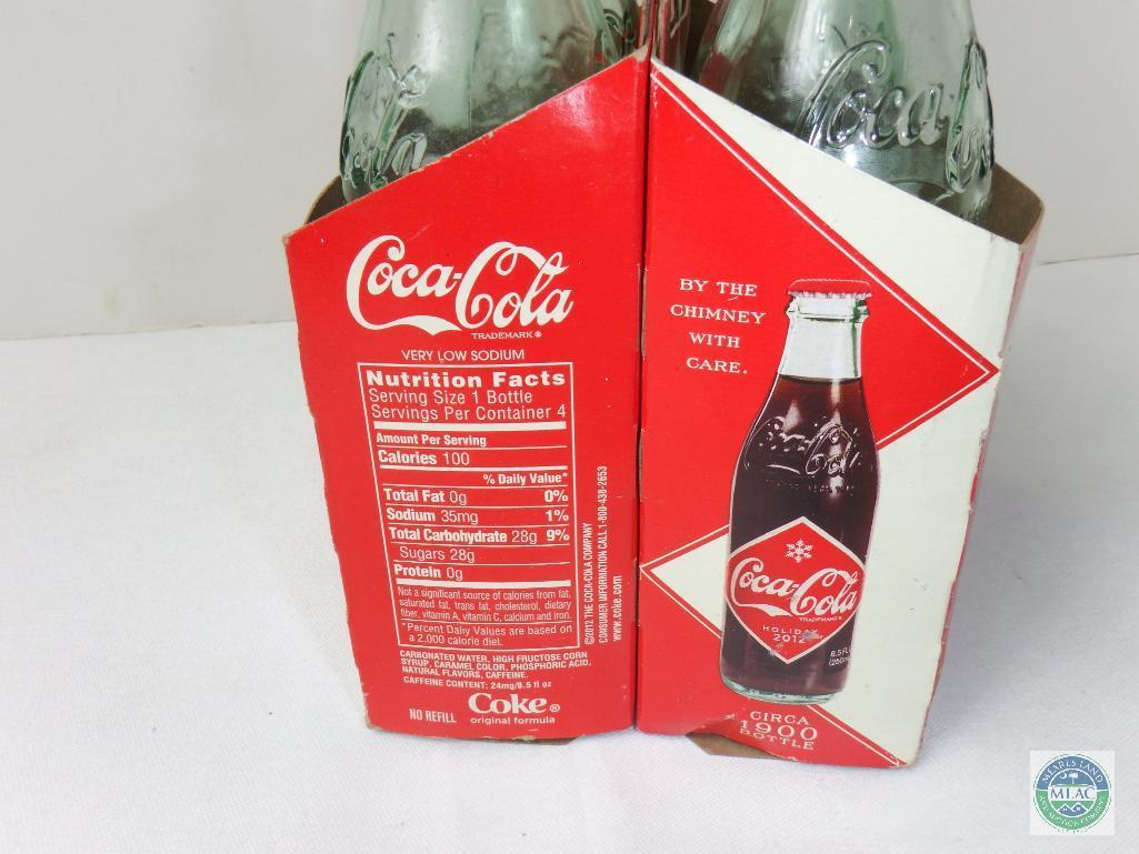 Coca-Cola 4 Pack 8.5 oz Clear Bottles Limited Edition Holiday 2012