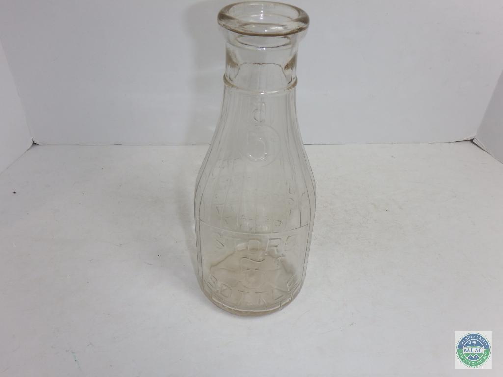 Universal Store Bottle 5 Cent 1 Quart Milk Pink Tint Glass