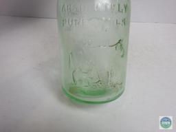 Thatcher Dairy 1 Quart Clear Glass Bottle Patent 1884 With Stopper