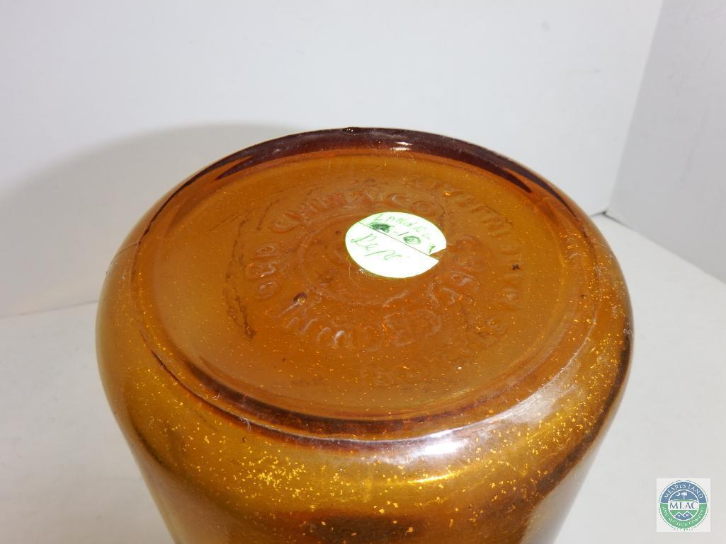 Thatcher Dairy 1 Quart Amber Glass Bottle Patent 1884 With Stopper