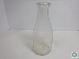 Bordens 1 Quart Clear Glass Ribbed Milk Jug Bottle