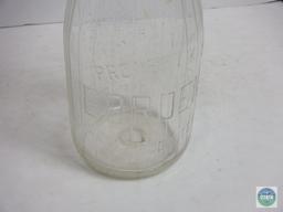 Bordens 1 Quart Clear Glass Ribbed Milk Jug Bottle